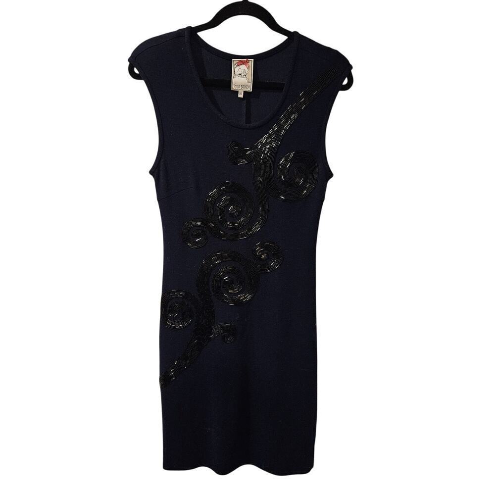 Anthropologie Yoana Barachi‎ Navy Blue beaded sheath dress Size XS